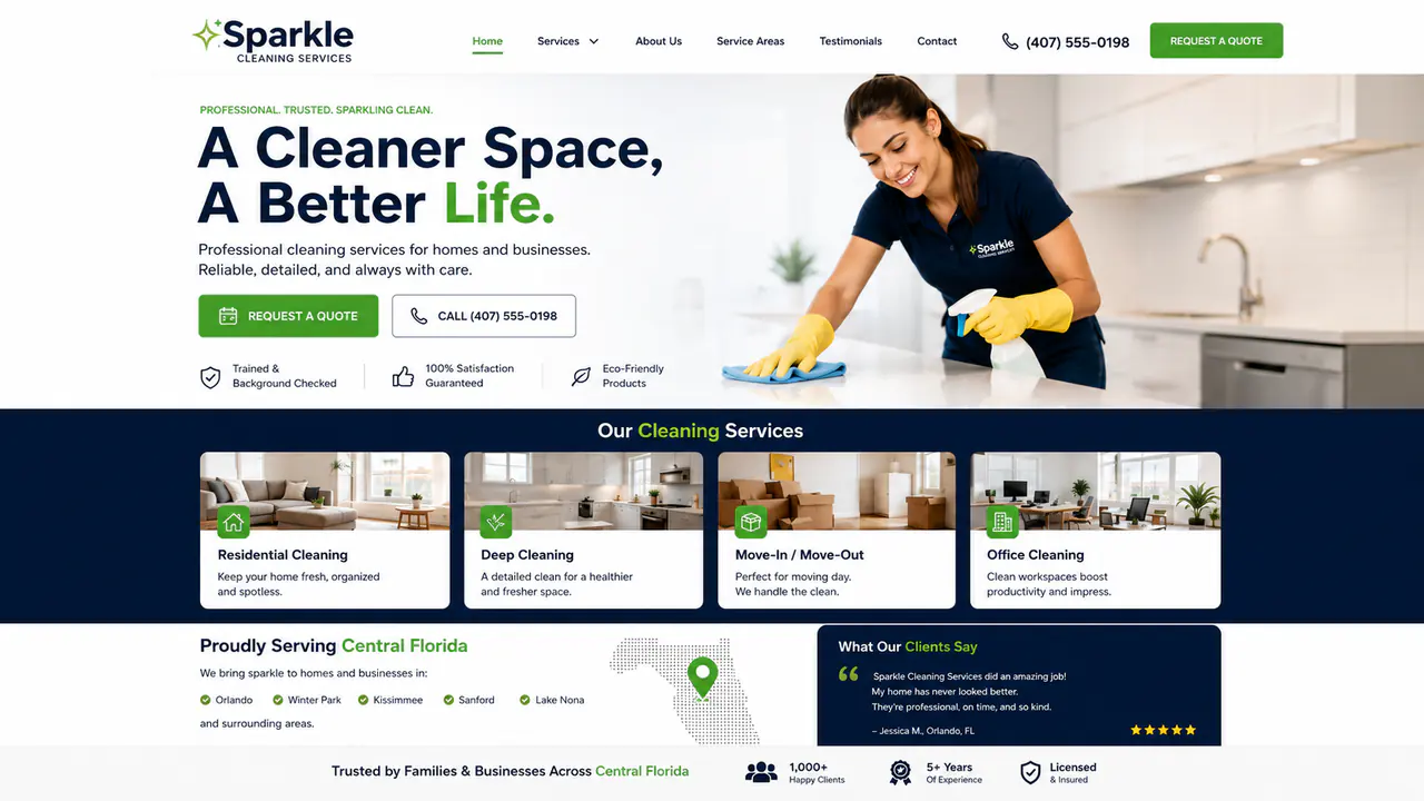 Exemplo de site para empresa de limpeza.