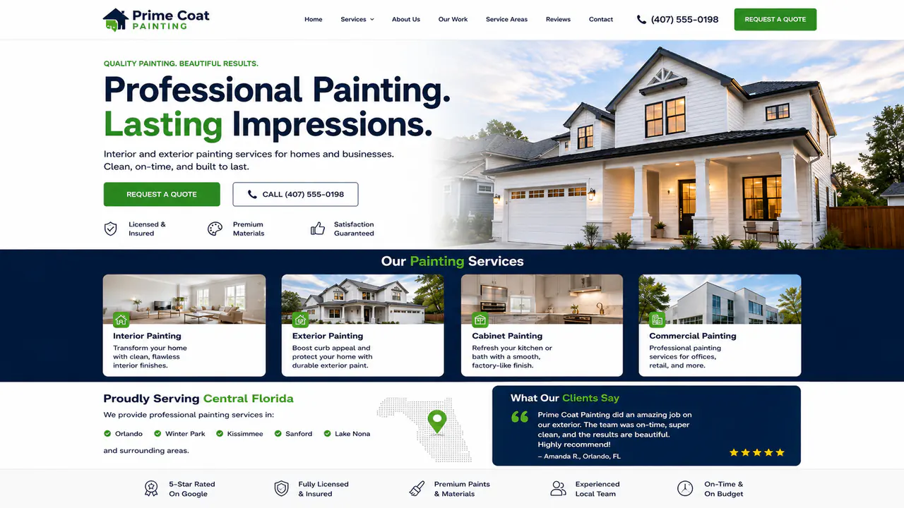 Exemplo de site para empresa de pintura.